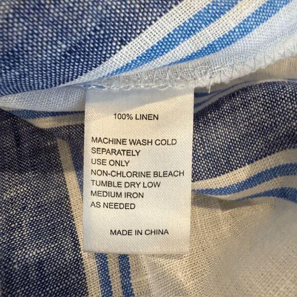 NEW! Birds of Paradis by Trovata Jodie Linen Tie Front Shirt Stripe Size Small - Picture 5 of 9